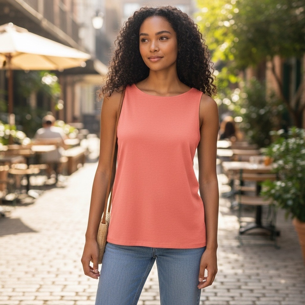 Talbots The Talbots Tee Women's Sleeveless Tank Top Vibrant Coral Size-PXL NWT